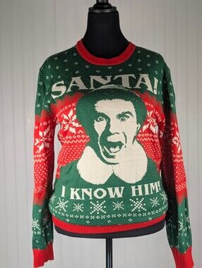 Elf Movie Christmas Sweater Santa I Know Him Medium